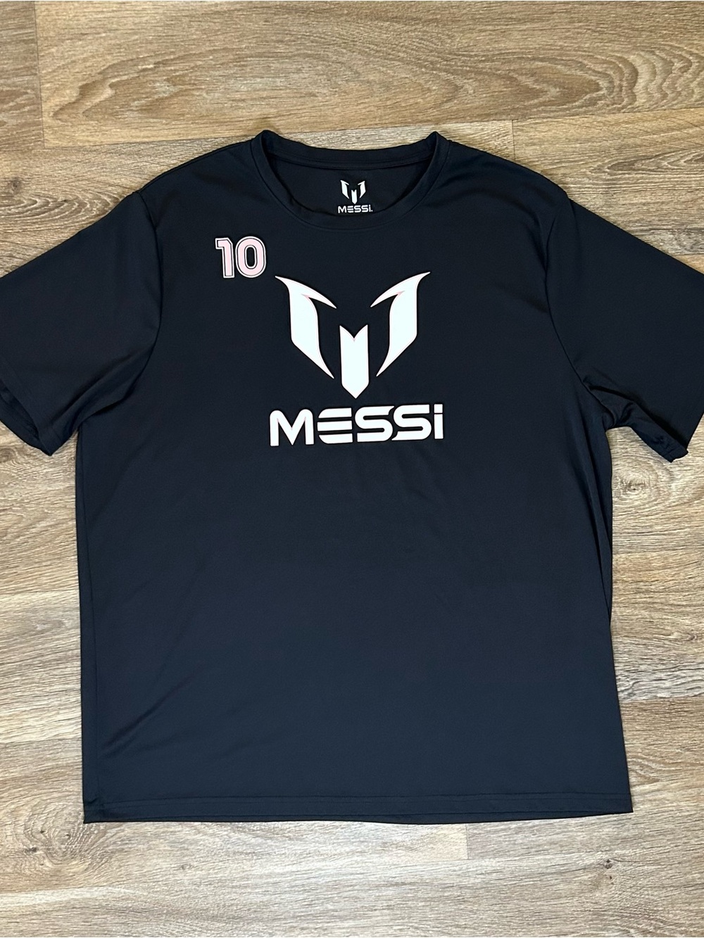MESSI Men's 2XL Black/Graphic Logo Lightweight Jersey Fabric Gym T-Shirt
